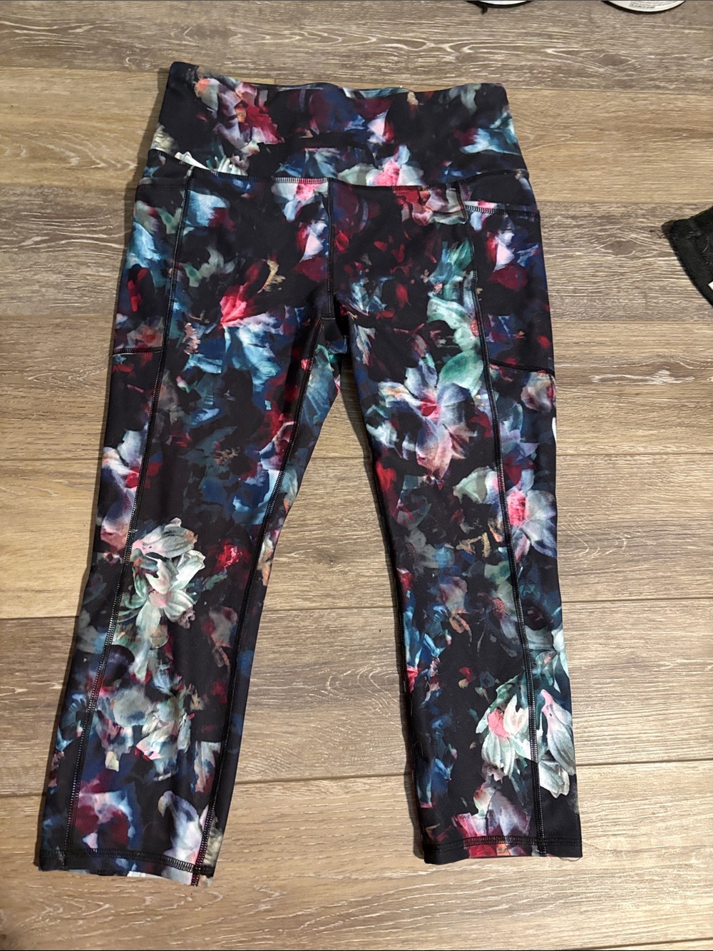 Floral Print Crop Leggings - Multicolor
